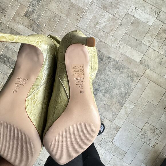 NEW Schutz Ashlee Crocodile Embossed Leather Bootie Slouchy Stiletto Pointed Toe - Picture 6 of 7